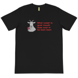 Organic T-Shirt - What Sweet in Goat Mouth design